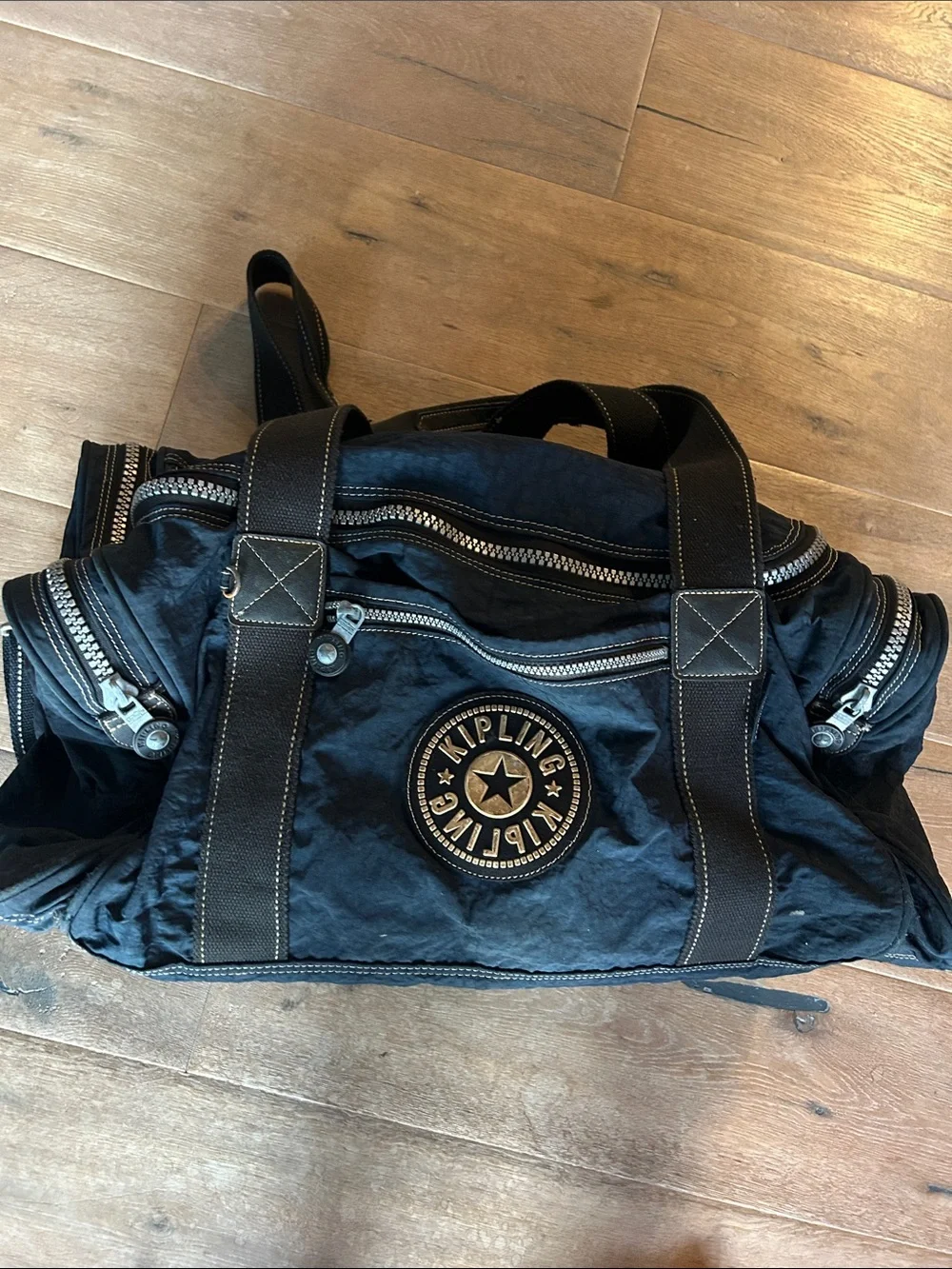 Black Men's Canvas Duffel Bag with Shoulder Strap
